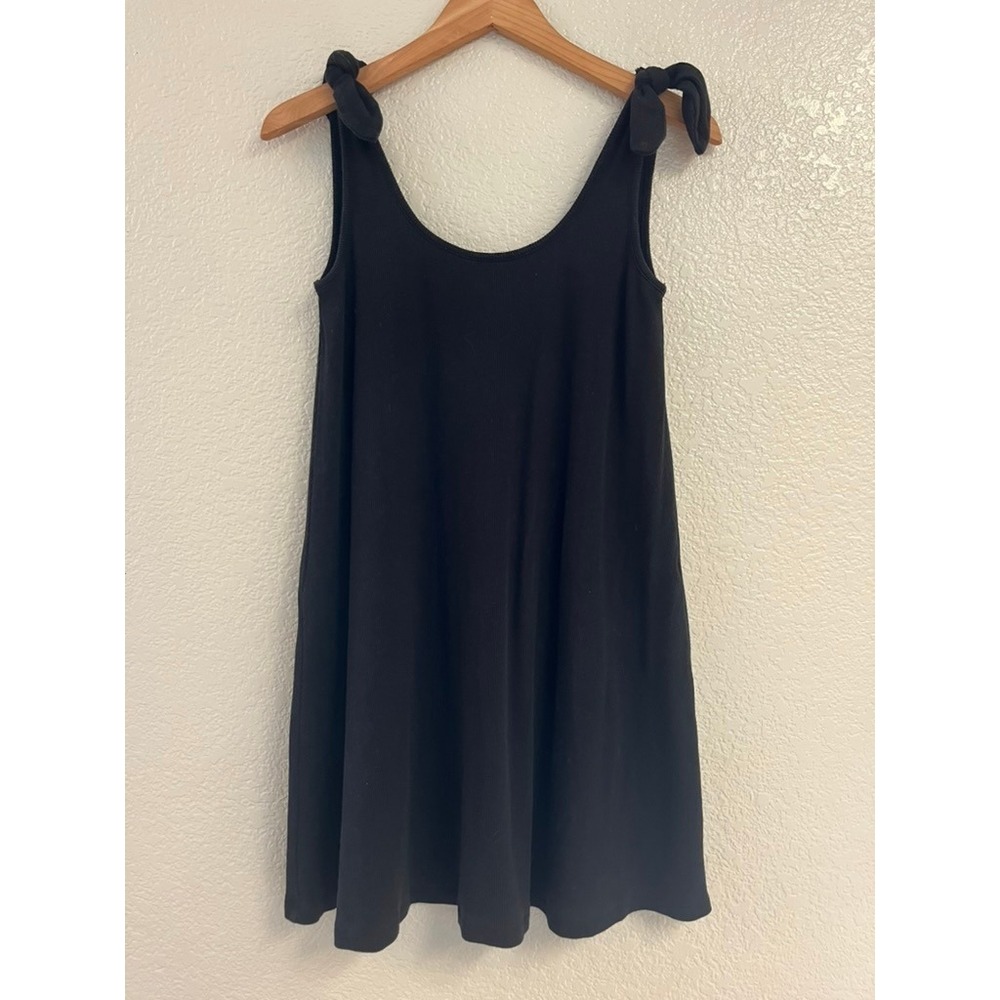 Marine Layer Black Ribbed Tie Shoulder Mini Dress Summer 2022 XS 14265